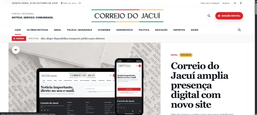 Jornal Correio do Jacui — projeto desenvolvido pela RL Solution Web